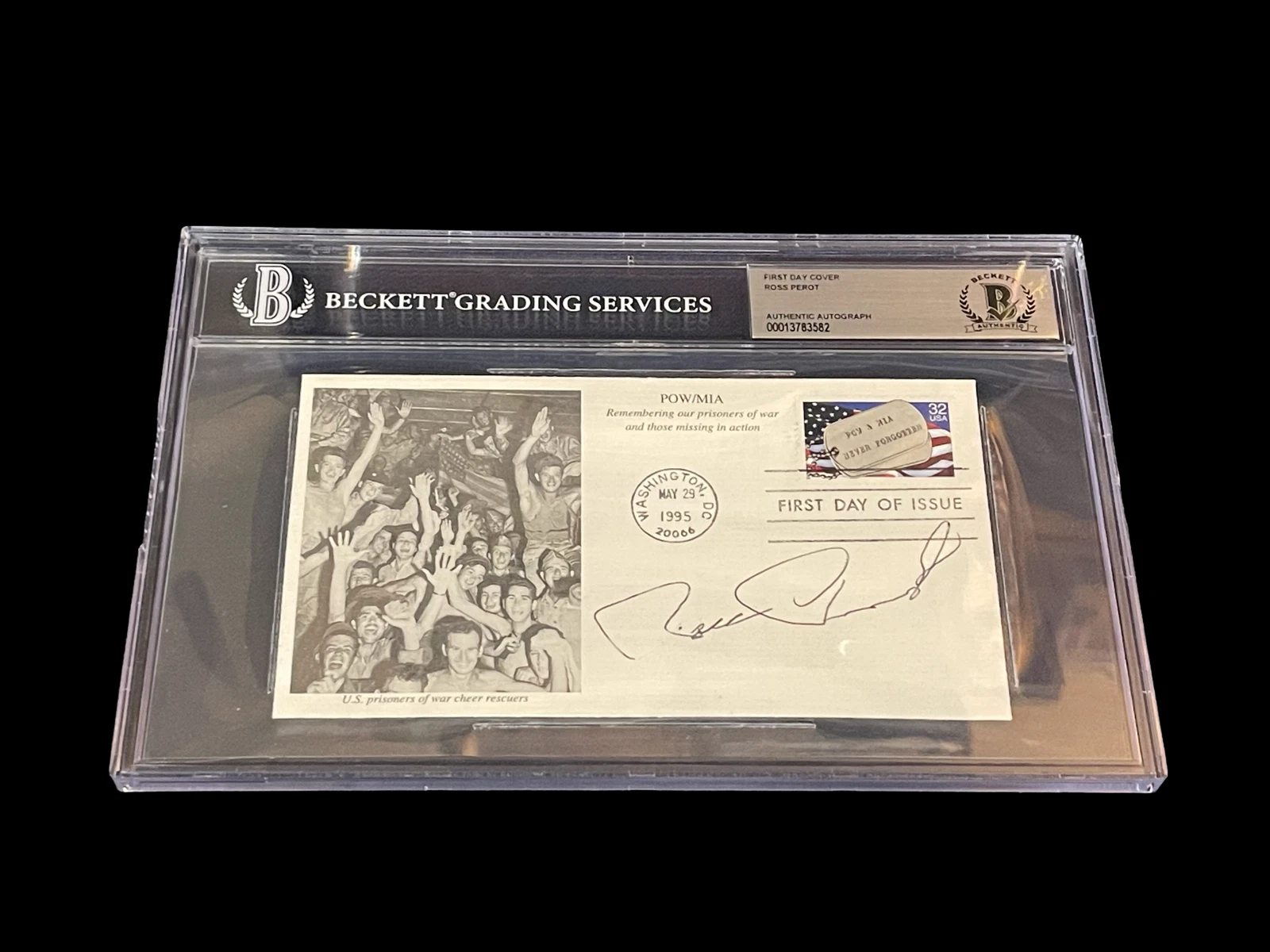 Ross Perot Texas Billionaire EDS CEO Rare Signed Autograph FDC BAS Beckett Slab
