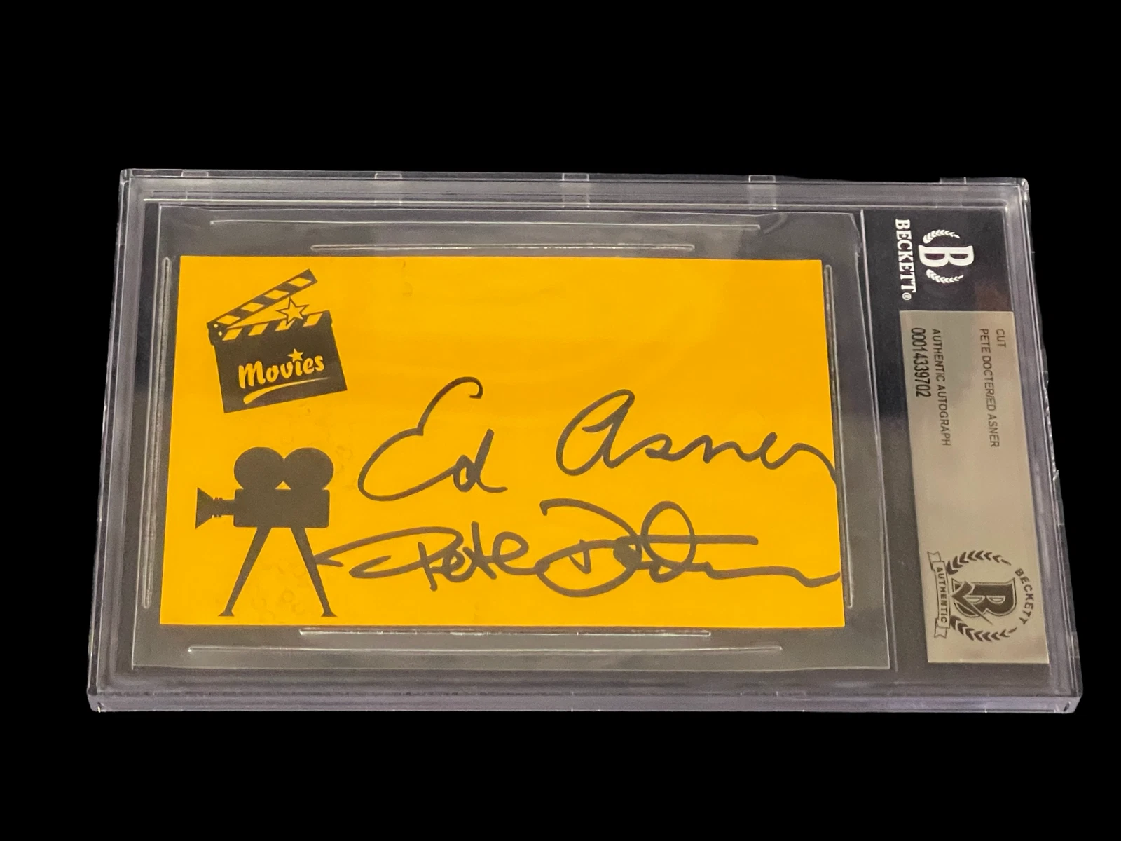 Pete Docter Ed Asner Disney Pixar Up Rare Signed Autograph BAS Beckett Slab
