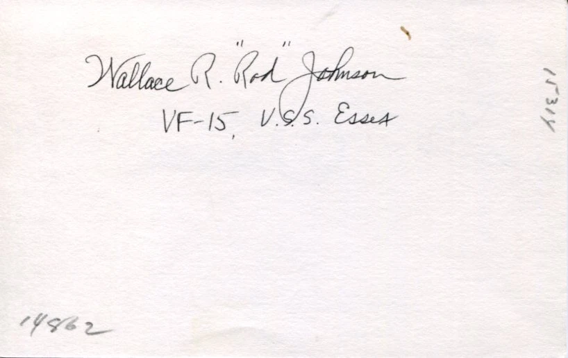 Wallace Robert Red Johnson Navy WWII War Fighter Pilot Ace DFC Signed Autograph
