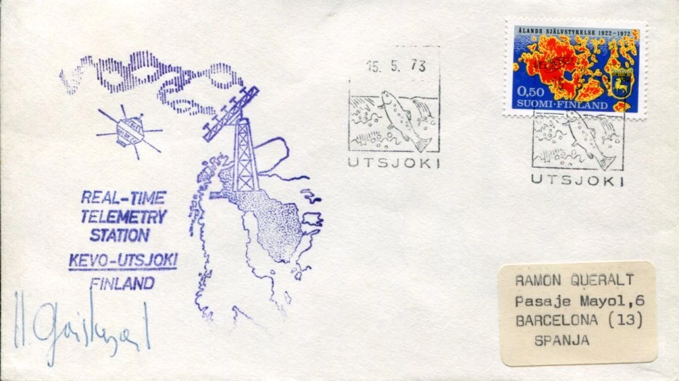 1973 Real-Time Telemetry Station Kevo-Utsjoki Finland NASA Skylab Signed Cover
