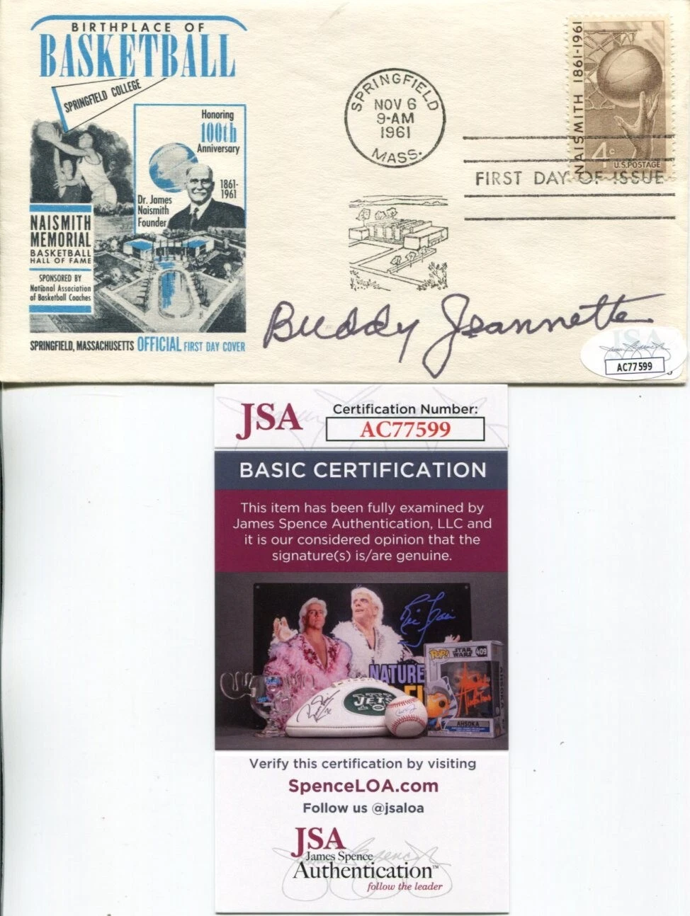 Buddy Jeannette Baltimore Bullets Georgetown Hoyas HOF Signed Autograph JSA
