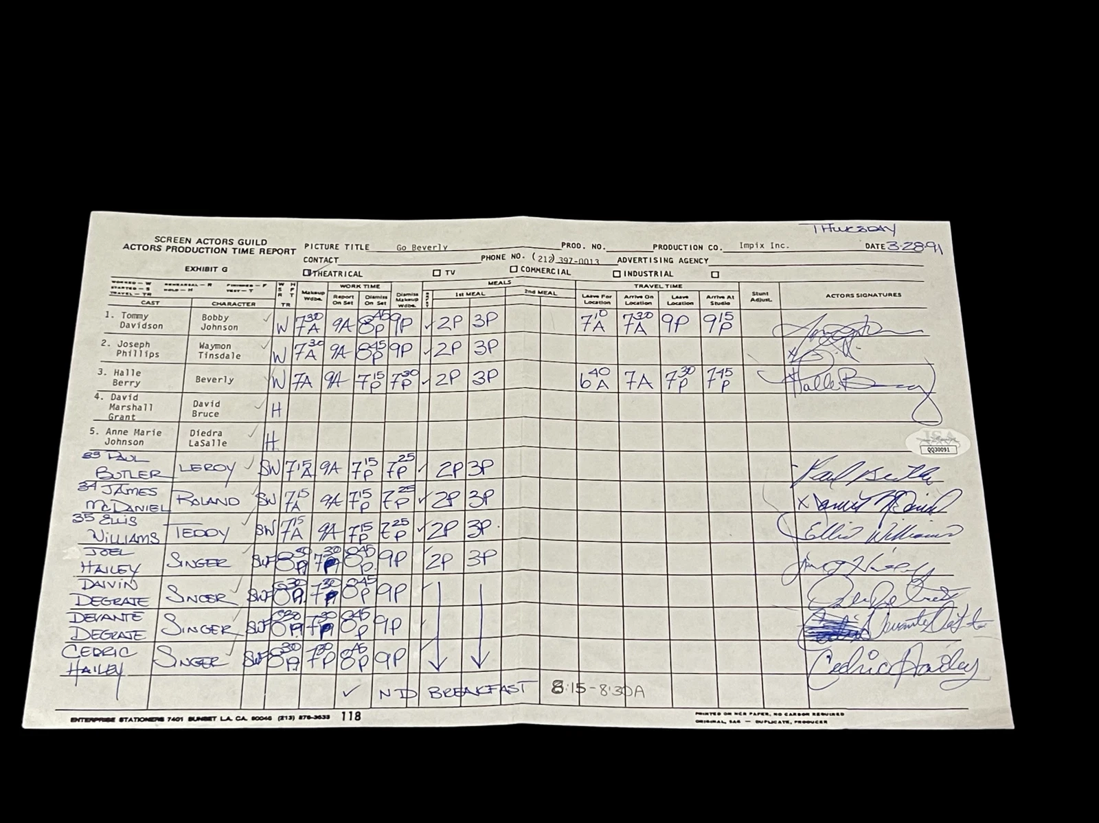 Halle Berry Tommy Davidson Devante Dalvin Cedric Jodeci Signed Autograph JSA
