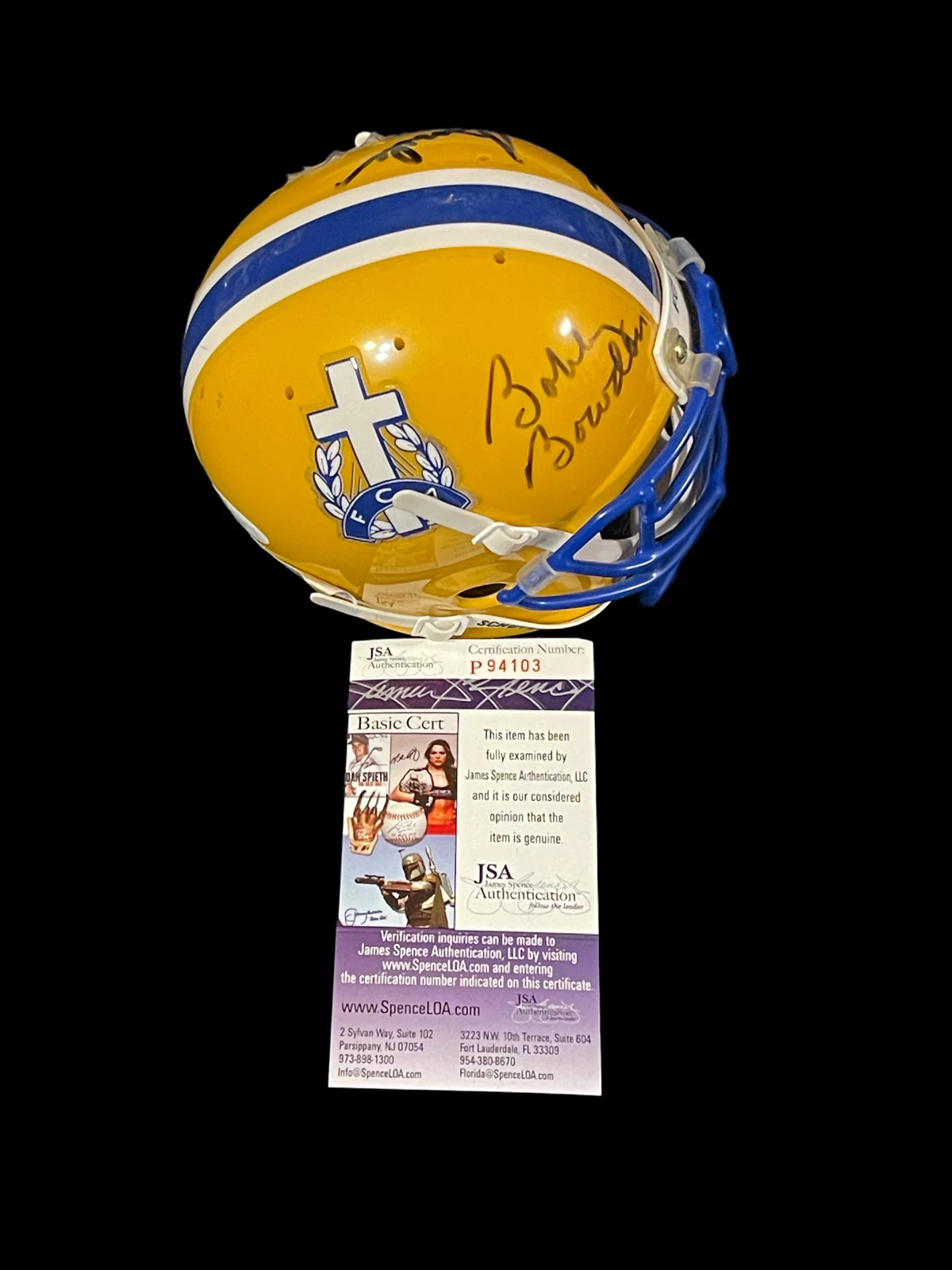 Bobby Bowden & Terry Florida State Auburn Signed Autograph FCA Mini Helmet JSA
