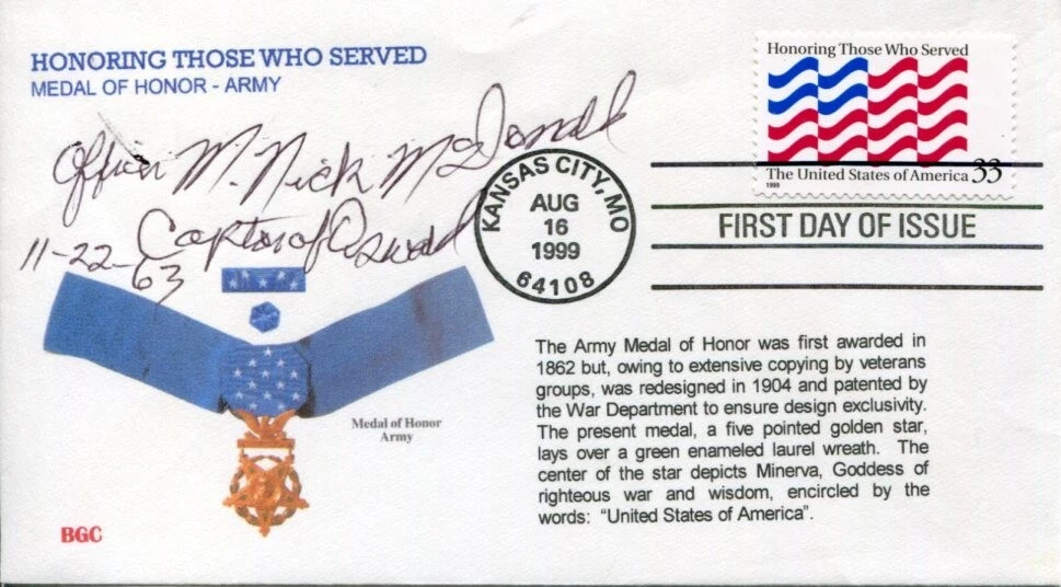 Officer M Nick McDonald JFK Captured Lee Harvey Oswald Signed Autograph FDC JSA
