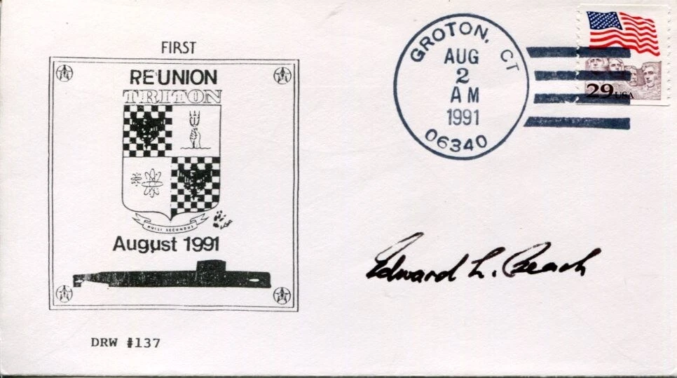 Captain Edward Beach US Navy Run Silent Run Deep USS Triton Signed Autograph FDC
