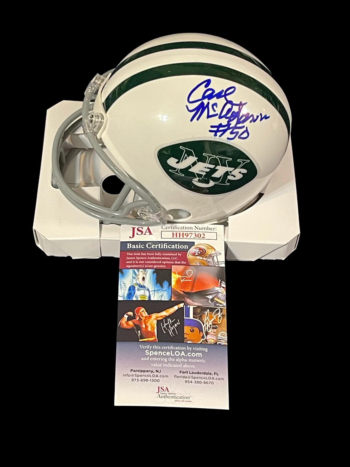 Carl McAdams New York Jets Super Bowl Champ III Signed Autograph Mini Helmet JSA
