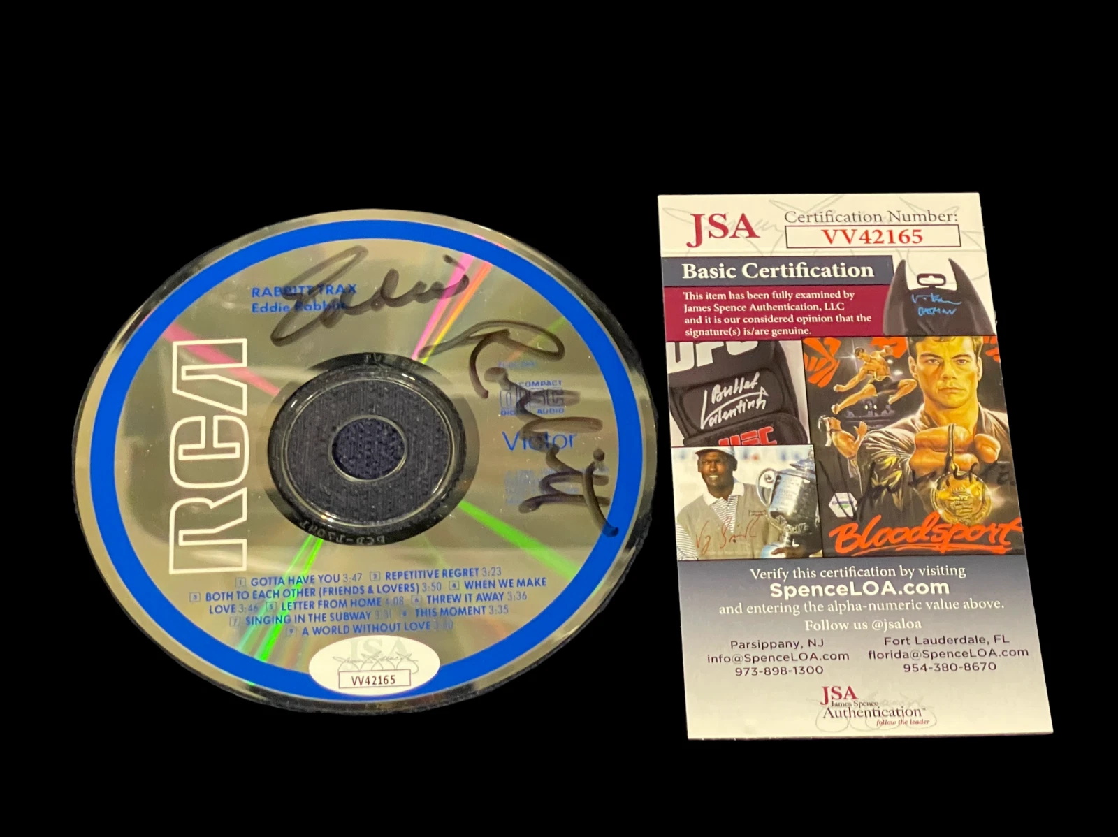 Eddie Rabbitt I Love a Rainy Night Singer Rabbit Trax Signed Autograph CD JSA
