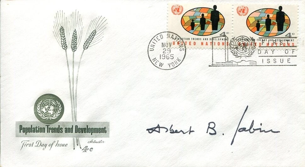 Albert Sabin Polio Vaccine Inventor Weizmann Institute Signed Autograph FDC BAS
