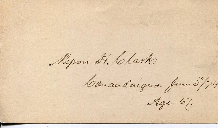 Myron H Clark Governor of NY New York Signed Autograph
