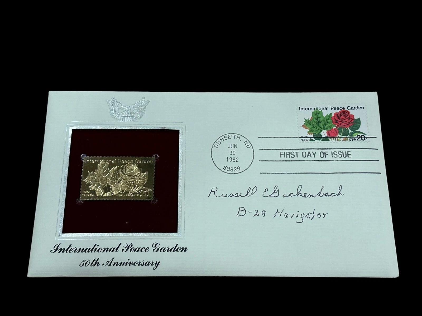 Russell Gackenbach WWII War Necessary Evil B29 Bomber Signed Autograph Gold FDC
