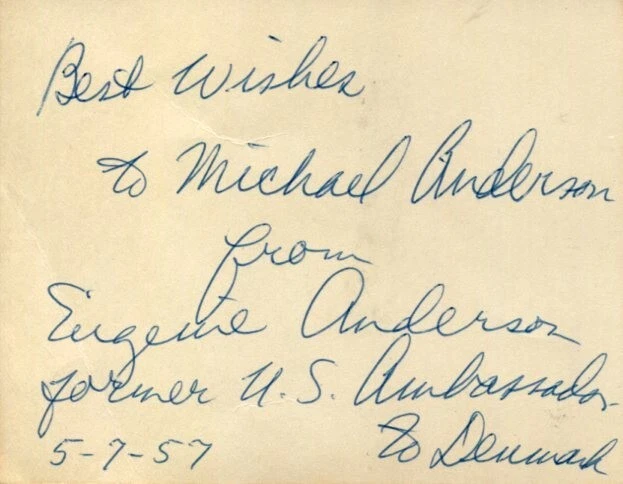Eugenie Anderson 1st Women US Ambassador Denmark Bulgaria Signed Autograph
