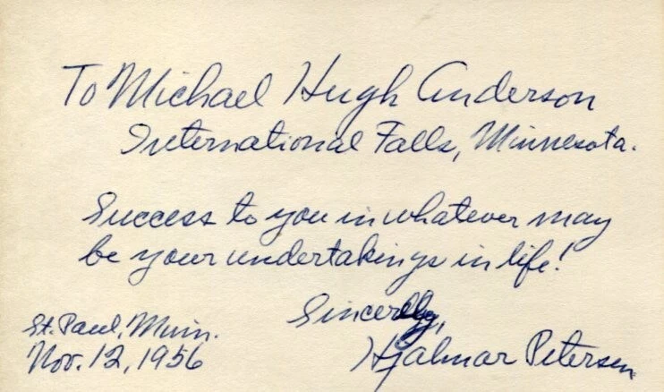 Hjalmar Petersen 23rd Governor of Minnesota Signed Autograph
