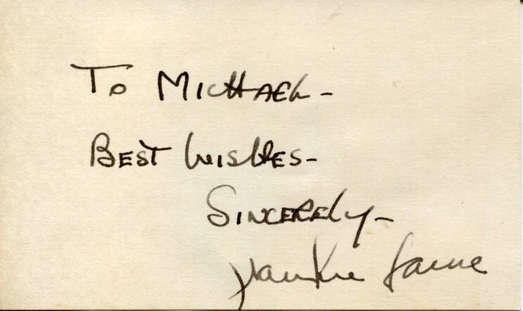 Frankie Laine Singer Songwriter Blazing Saddles High Noon Signed Autograph
