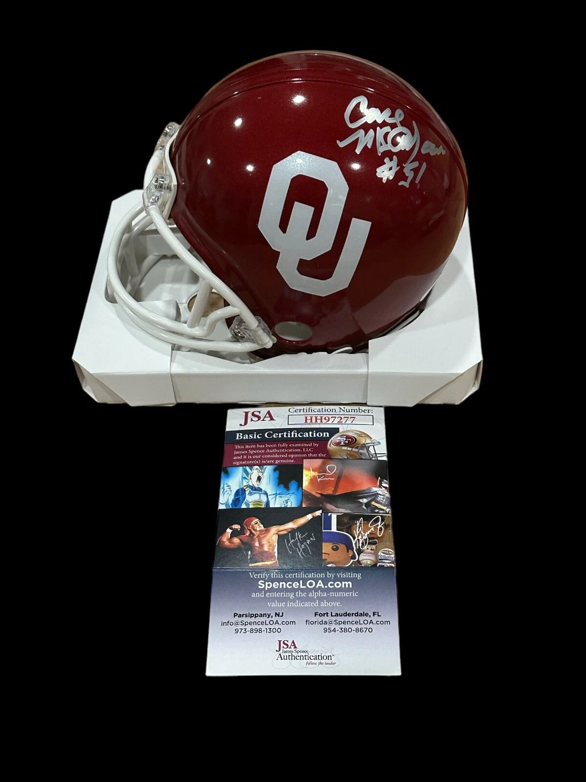 Carl McAdams Oklahoma Sooners 1966 1st Rd Pick Signed Autograph Mini Helmet JSA
