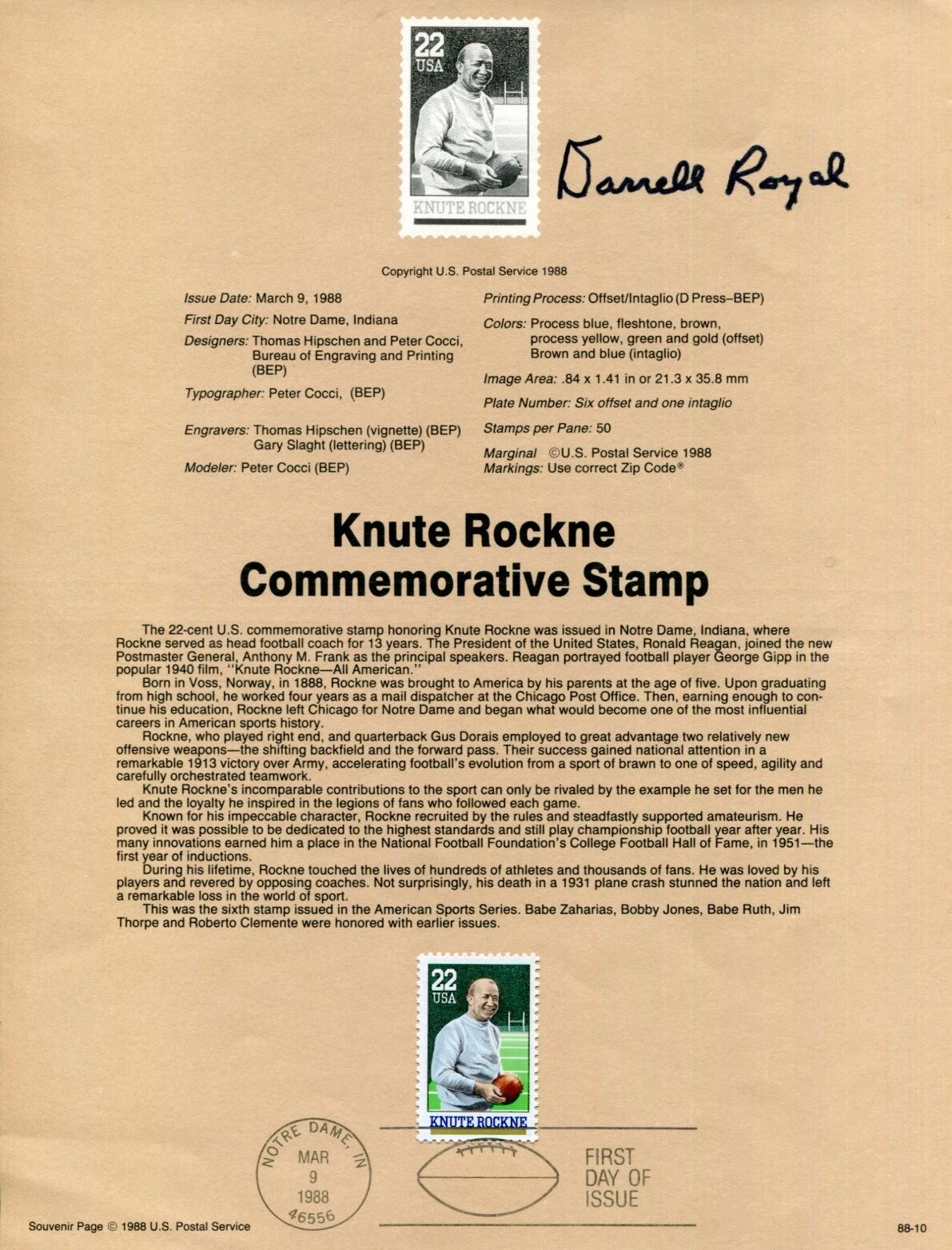Darrell Royal Oklahoma Sooners Texas Longhorns Football HOF Signed Autograph FDC

