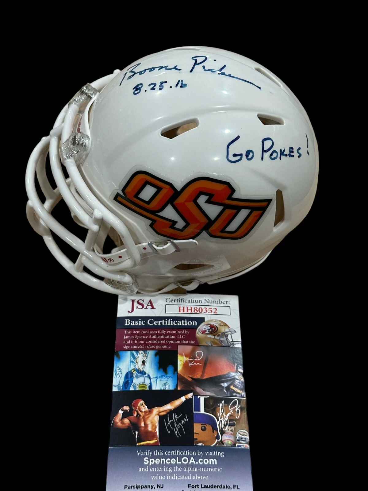 T. Boone Pickens Oklahoma State Cowboys Pokes Signed Autographed Mini Helmet JSA
