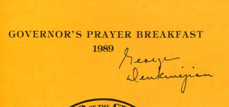 George Deukmejian Governor of California Attorney General Signed Autograph
