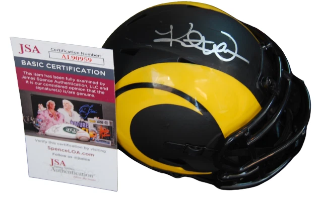KURT WARNER signed (ST LOUIS RAMS) Eclipse mini football helmet JSA COA AL90959
