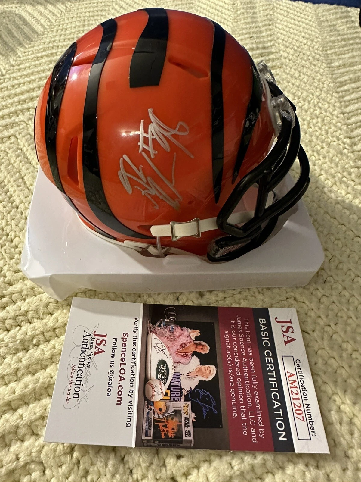 DJ Reader Bengals Signed Mini Helmet Auto JSA Authenticated COA

