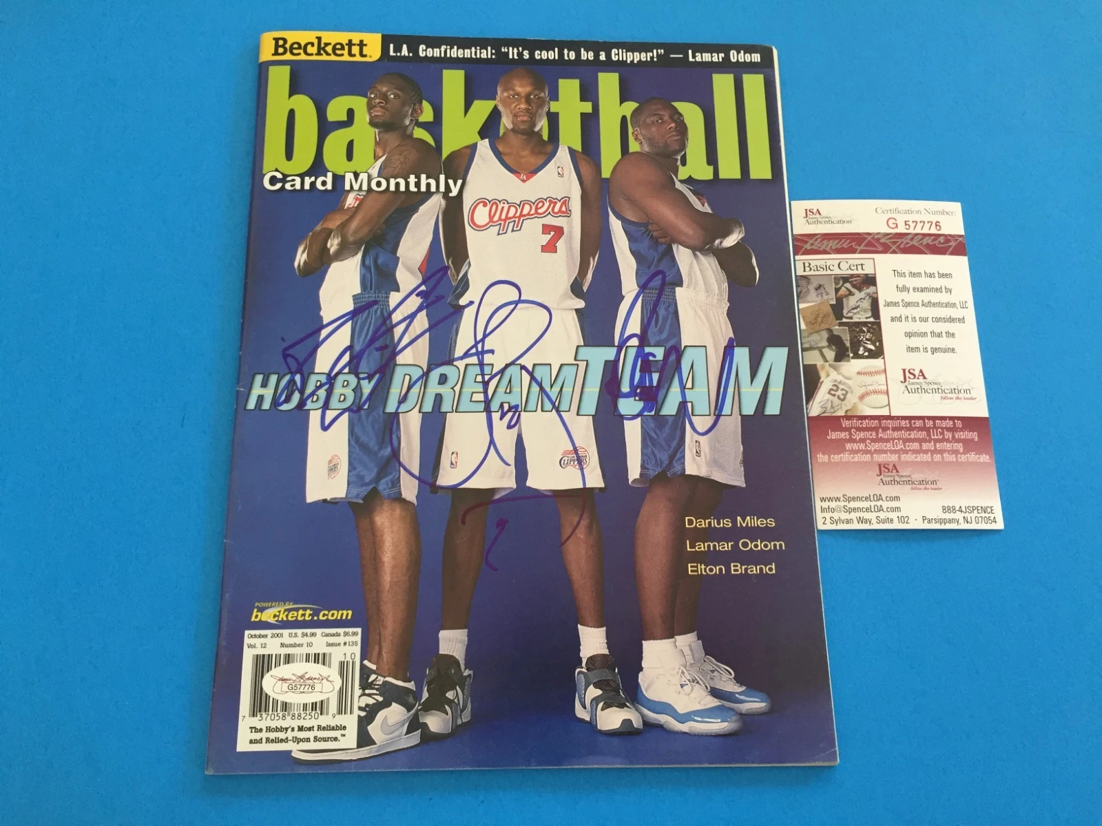 Elton Brand Lamar Odom Miles 2001 Beckett Magazine Mag Signed Auto JSA COA
