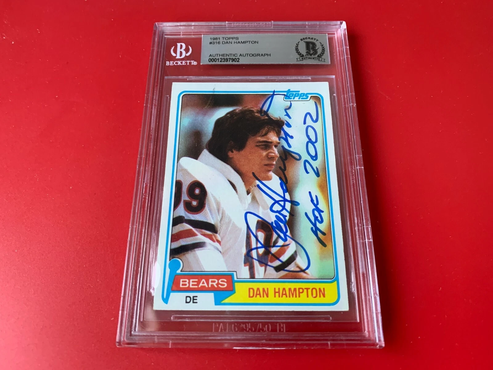 Dan Hampton Bears HOF 1981 Topps Rookie Card Signed Auto Beckett BAS Slabbed
