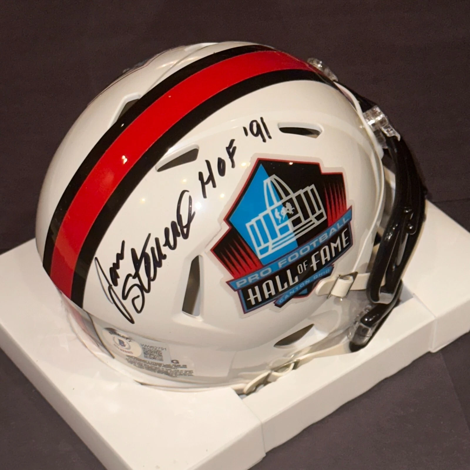 JAN STENARUD Signed HALL OF FAME Mini-helmet Beckett Auth (BAS) & HOF Ins
