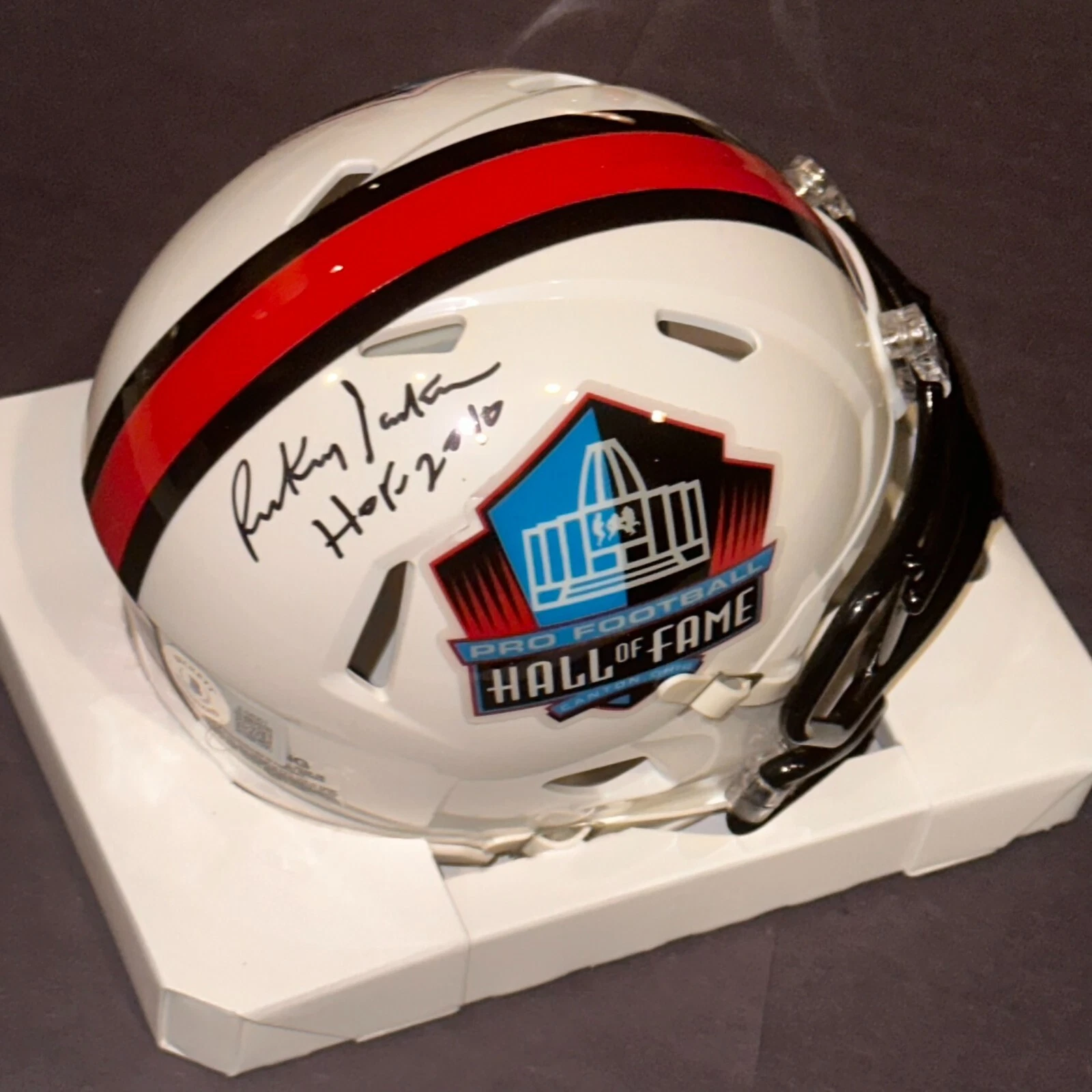 RICKEY JACKSON Signed HALL OF FAME Mini-helmet Beckett (BAS) & HOF Insc
