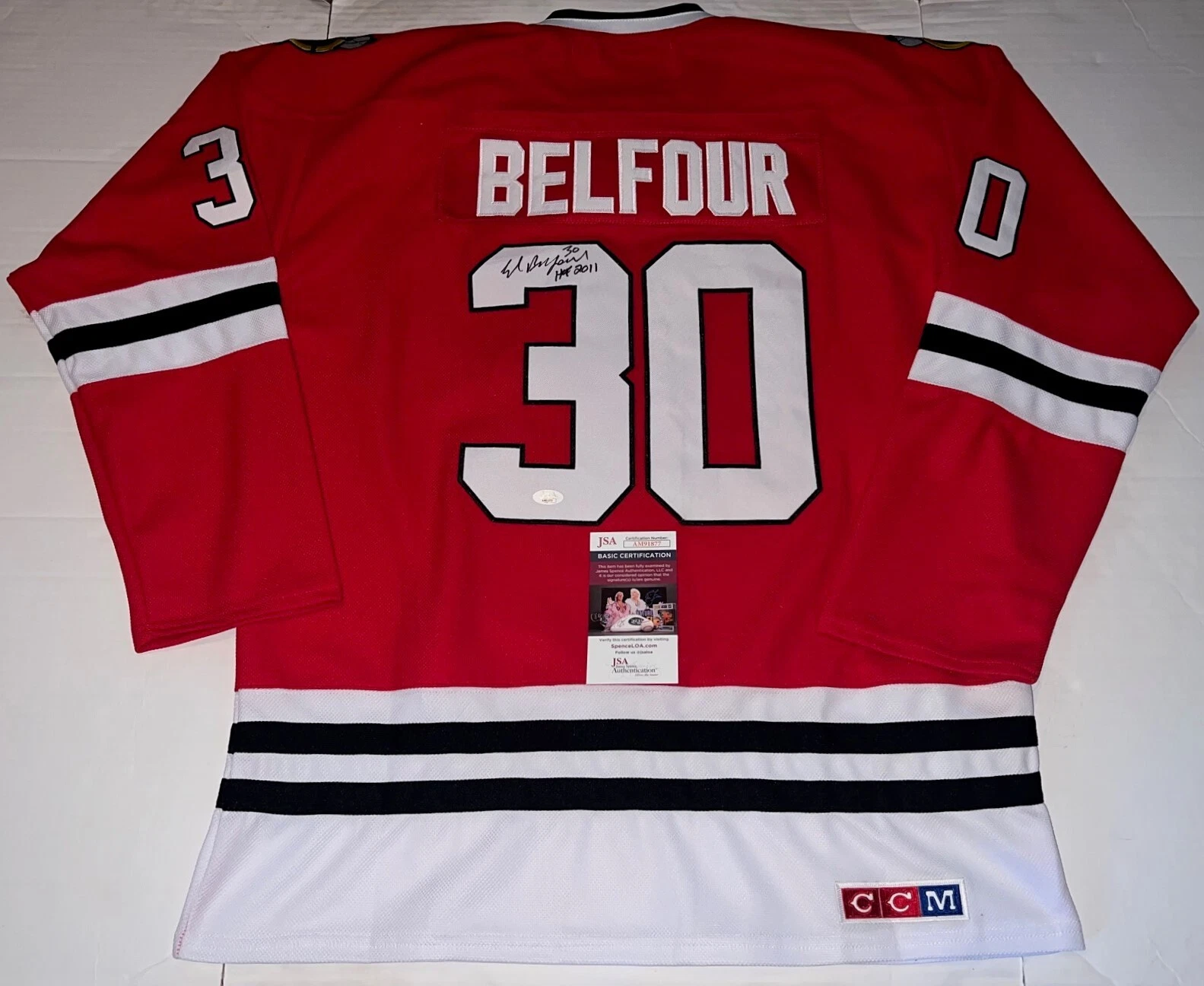 Ed Belfour signed Chicago Blackhawks jersey autographed With HOF Inscription JSA
