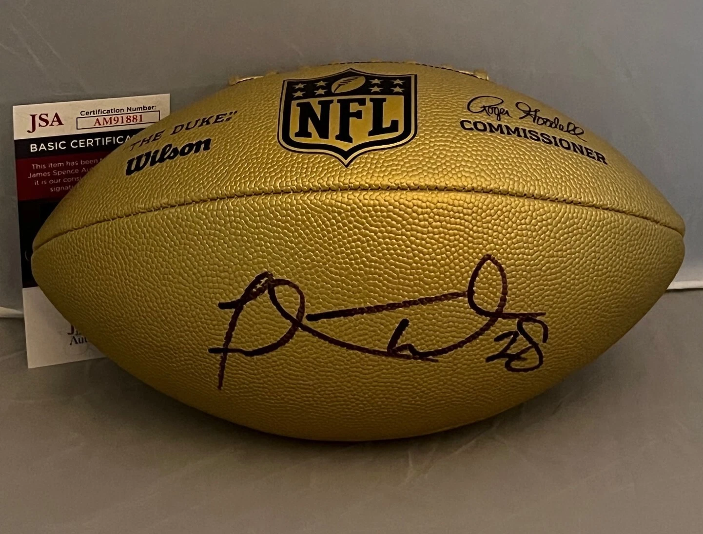 Fred Taylor Jacksonville Jaguars signed NFL Gold Football Ball autographed JSA
