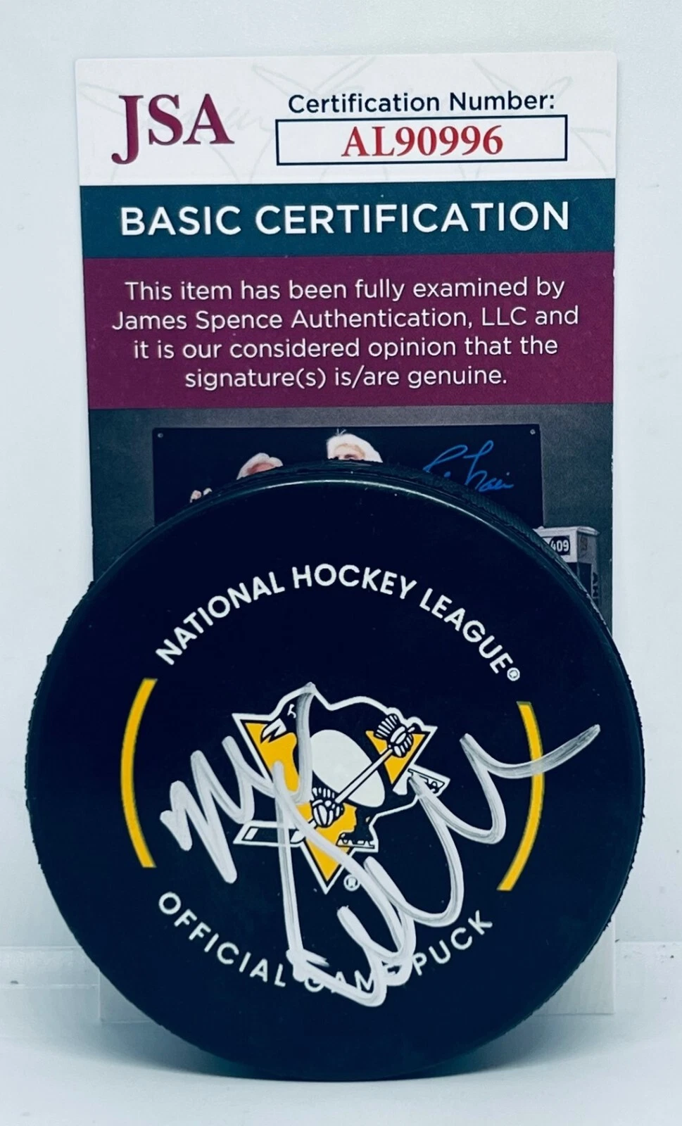 Mike Sullivan signed Pittsburgh Penguins Official Game Puck autographed Pens JSA
