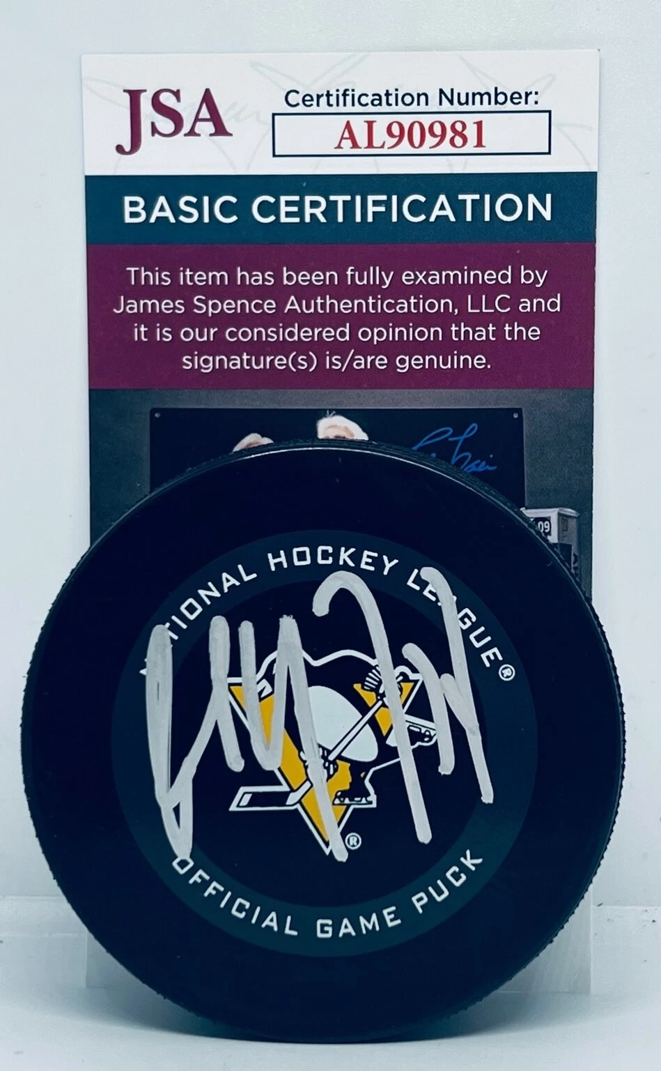 Paul Coffey signed Pittsburgh Penguins Official Game Puck autographed Pens JSA
