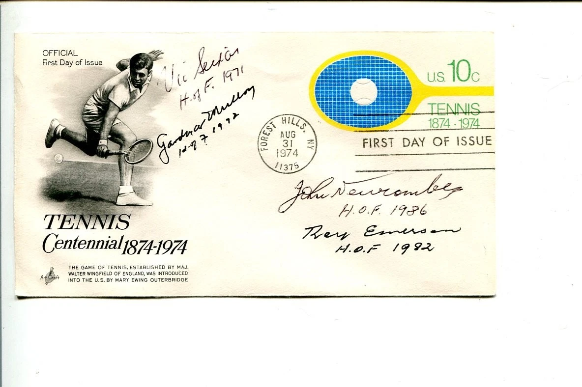 Roy Emerson Gardnar Mulloy Tony Trabert Vic Seixas Tennis Signed Autograph FDC
