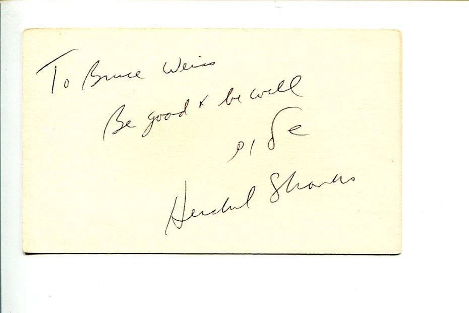 Hershel Shanks Biblical Archaeology Society Founder Author Signed Autograph
