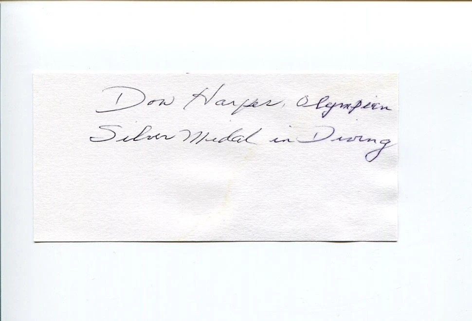 Don Donald Harper 1956 Olympic Silver Medal Diver Diving Signed Autograph
