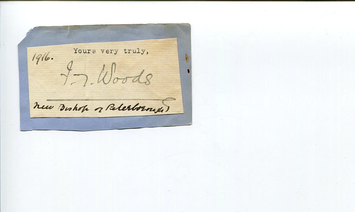 Frank Woods Bishop of Peterborough Winchester Clergy Signed Autograph
