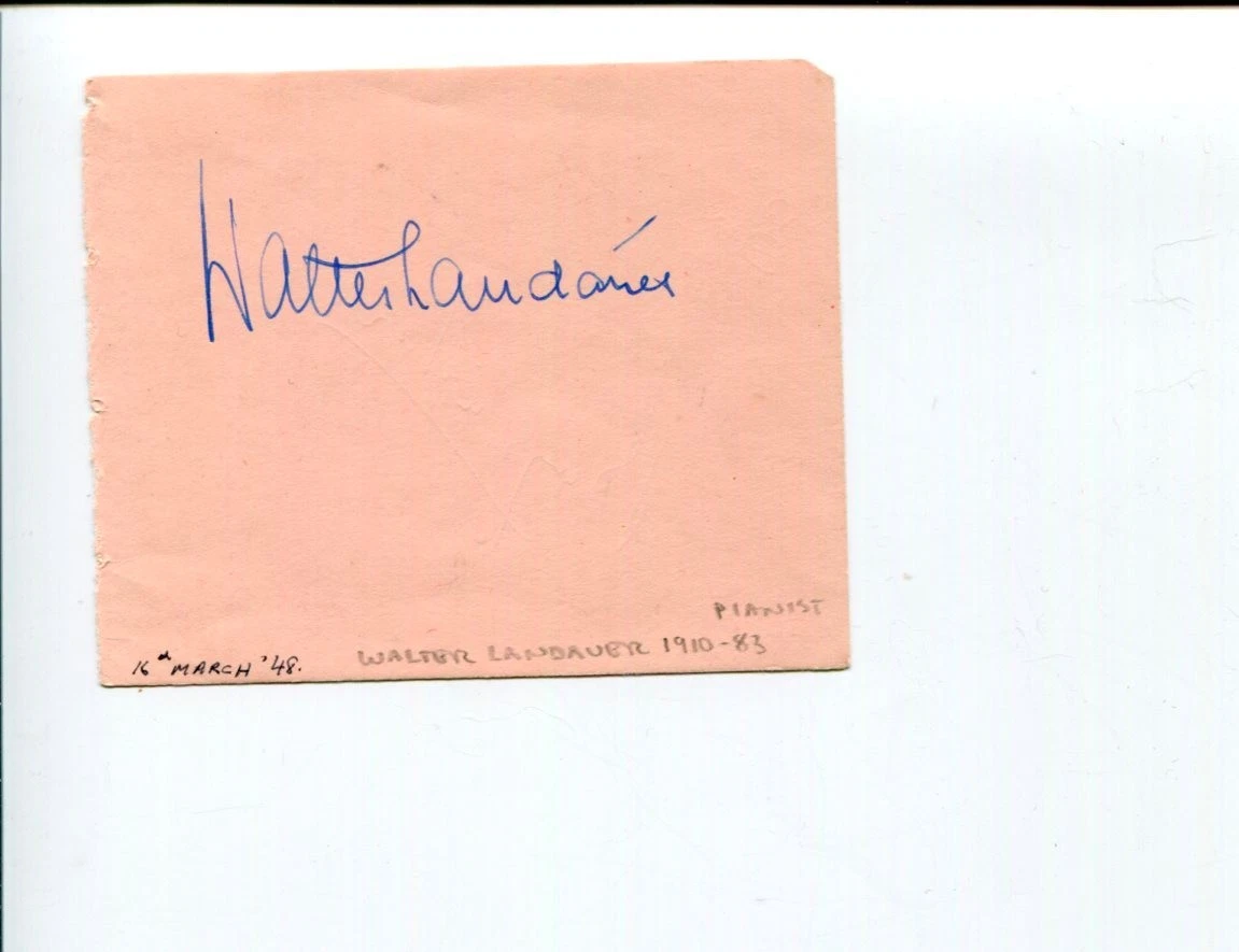 Walter Landauer Famous Pianist & Barry Sinclair Signed Autograph
