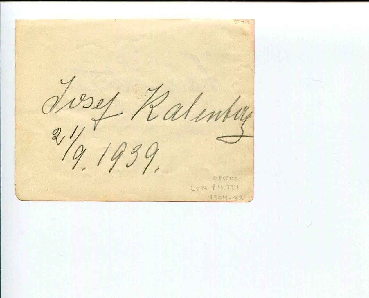 Lea Piltti & Josef Kalenberg Opera Singer Tenor Signed Autograph

