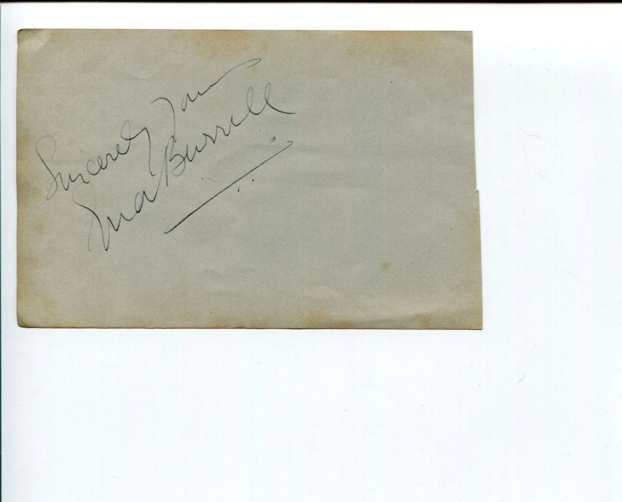 Ena Burrill Early Broadway Theather & Movie Actresss Signed Autograph
