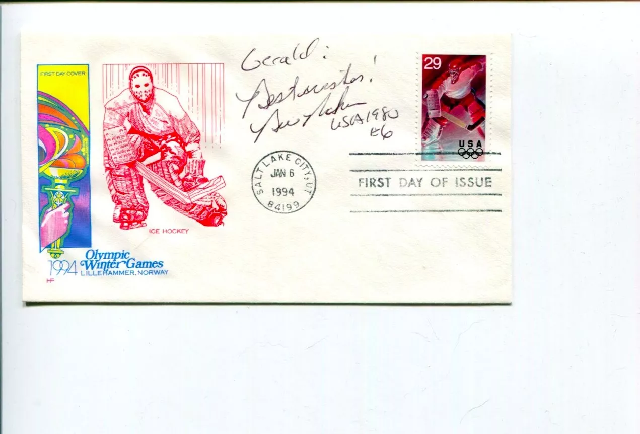 Bill Baker 1980 USA Olympic Gold Hockey Signed Autograph FDC JSA COA
