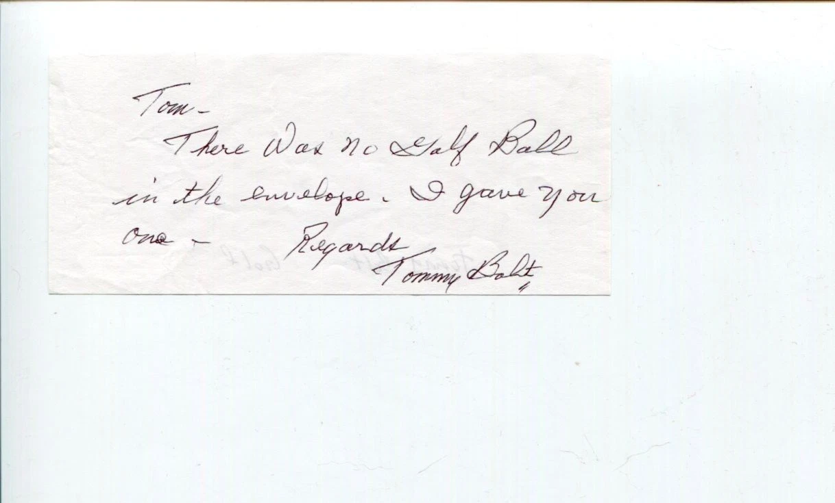 TOMMY BOLT US OPEN CHAMP PGA RYDER CUP CHAMP HOF SIGNED AUTOGRAPH JSA COLLECTIBLE MEMORABILIA