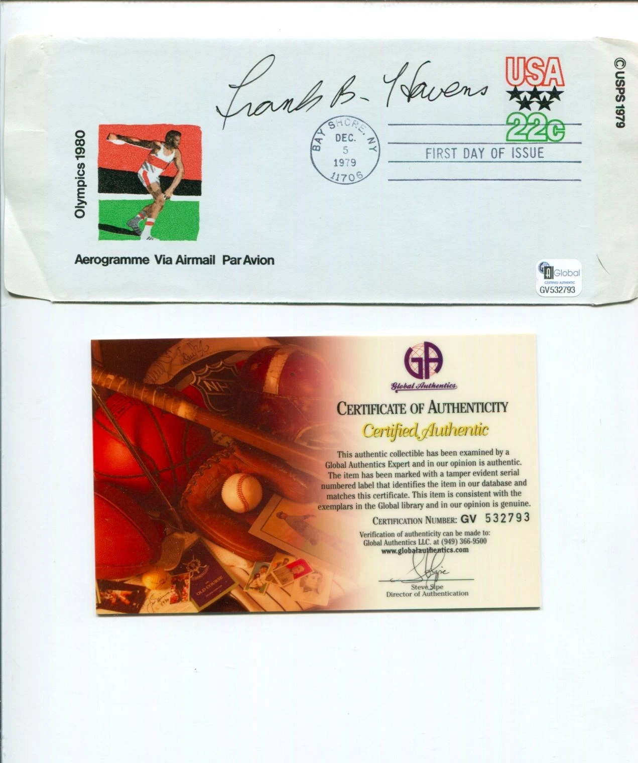 Frank Havens US Olympic Gold Silver Sprint Canoe Signed Autograph FDC COA
