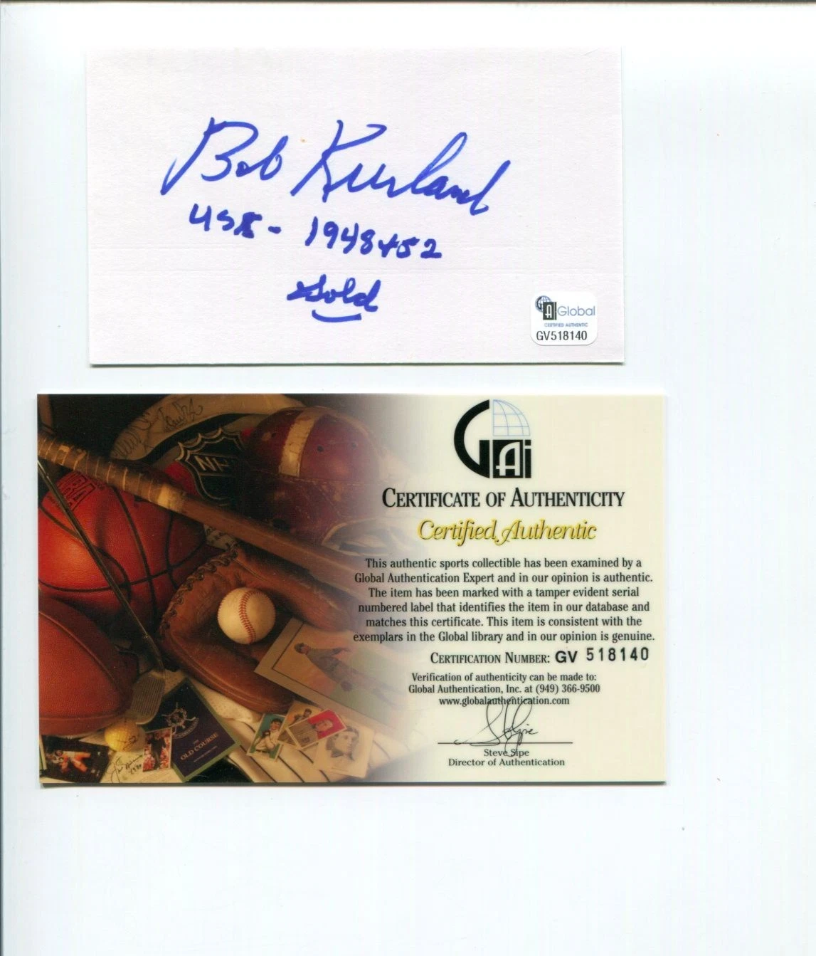 Bob Kurland Olympic Gold Basketball Oklahoma State HOF Signed Autograph COA
