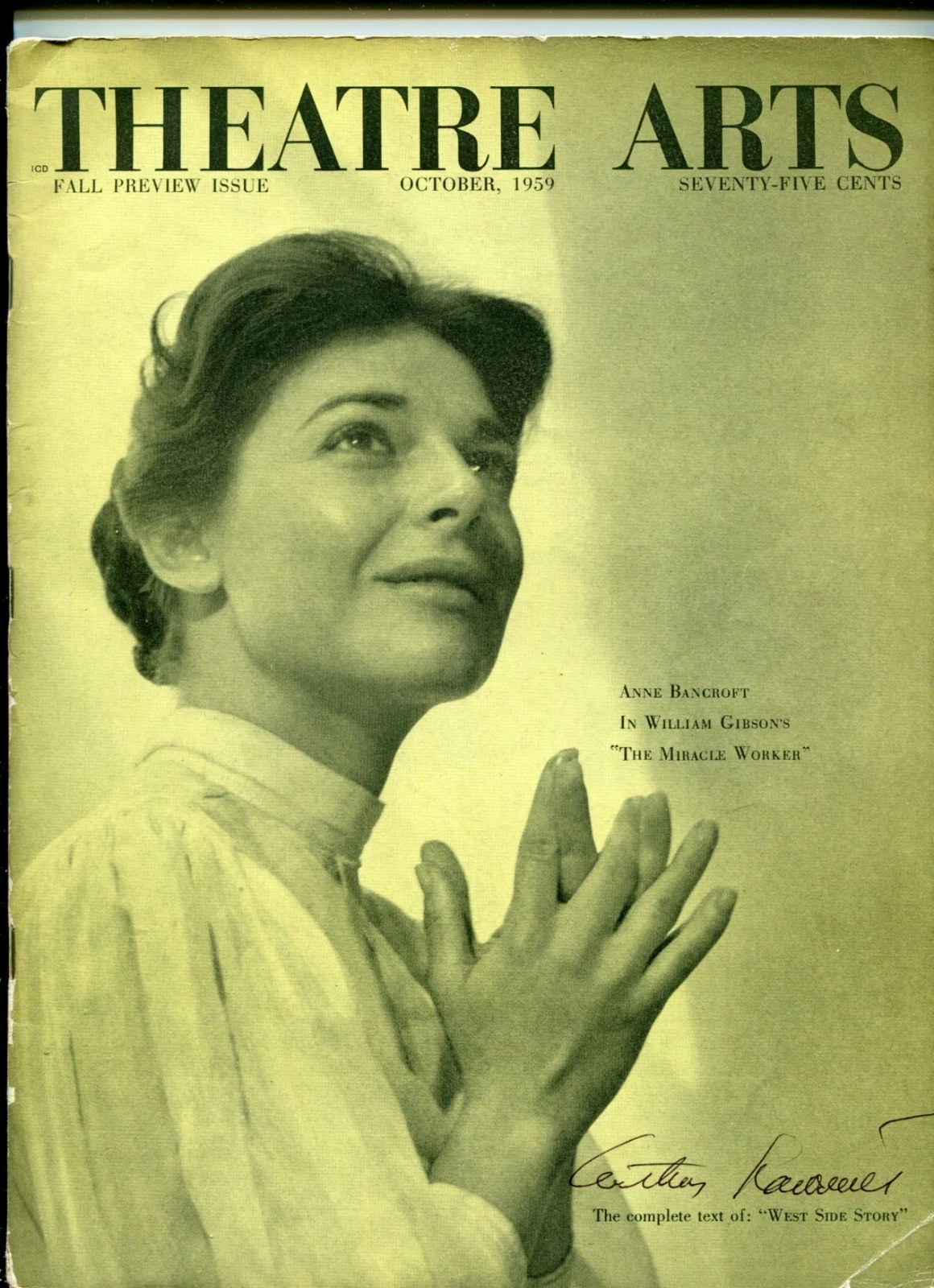 Arthur Laurents West Side Story Signed Autograph 1959 Theatre Arts Magazine
