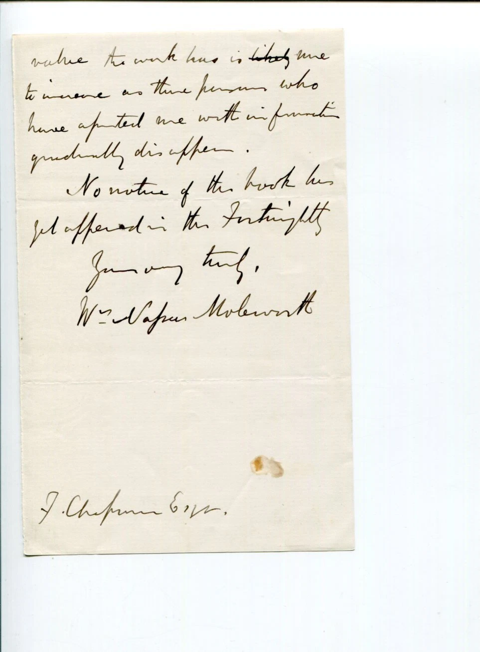 William Nassau Molesworth Clergy History Church of England Signed Autograph ALS
