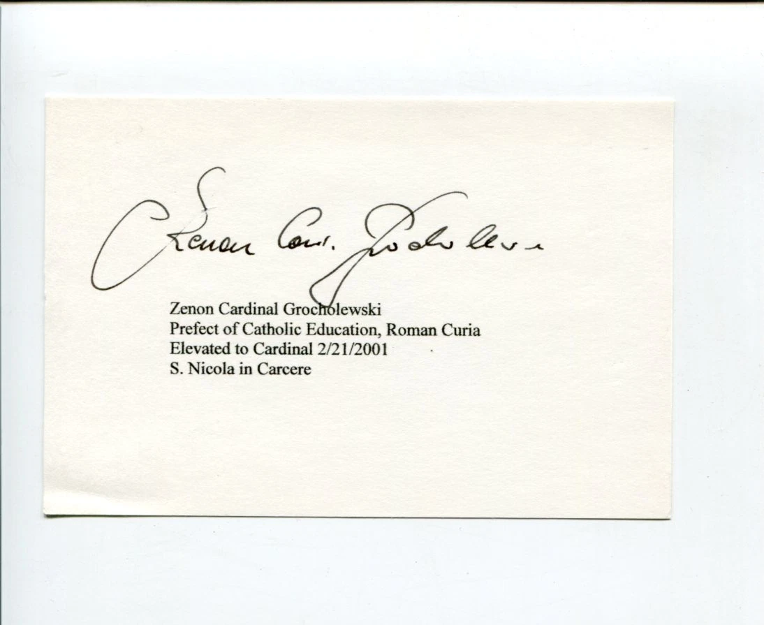ZENON GROCHOLEWSKI ROMAN CATHOLIC CARDINAL PREFECT CONGREGATION SIGNED AUTOGRAPH COLLECTIBLE MEMORABILIA