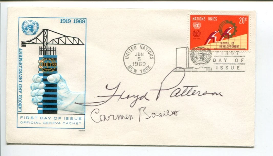 Carmen Basilio Floyd Patterson US Olympic Gold Boxing HOF Signed Autograph FDC
