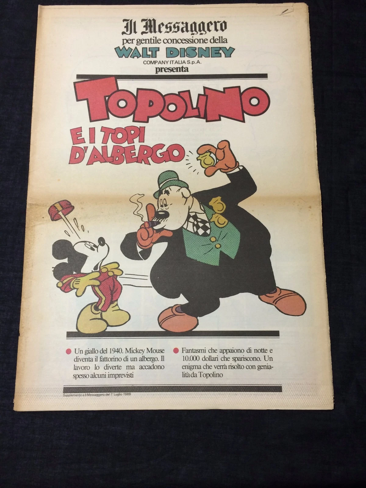 Mickey Mouse Mice Hotel Disney Topolino Comic Italian Il Messaggero Newspaper
