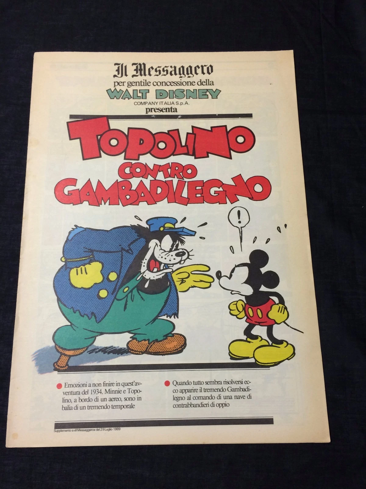Mickey Mouse Gambadilegno Disney Topolino Comic Italian Il Messaggero Newspaper
