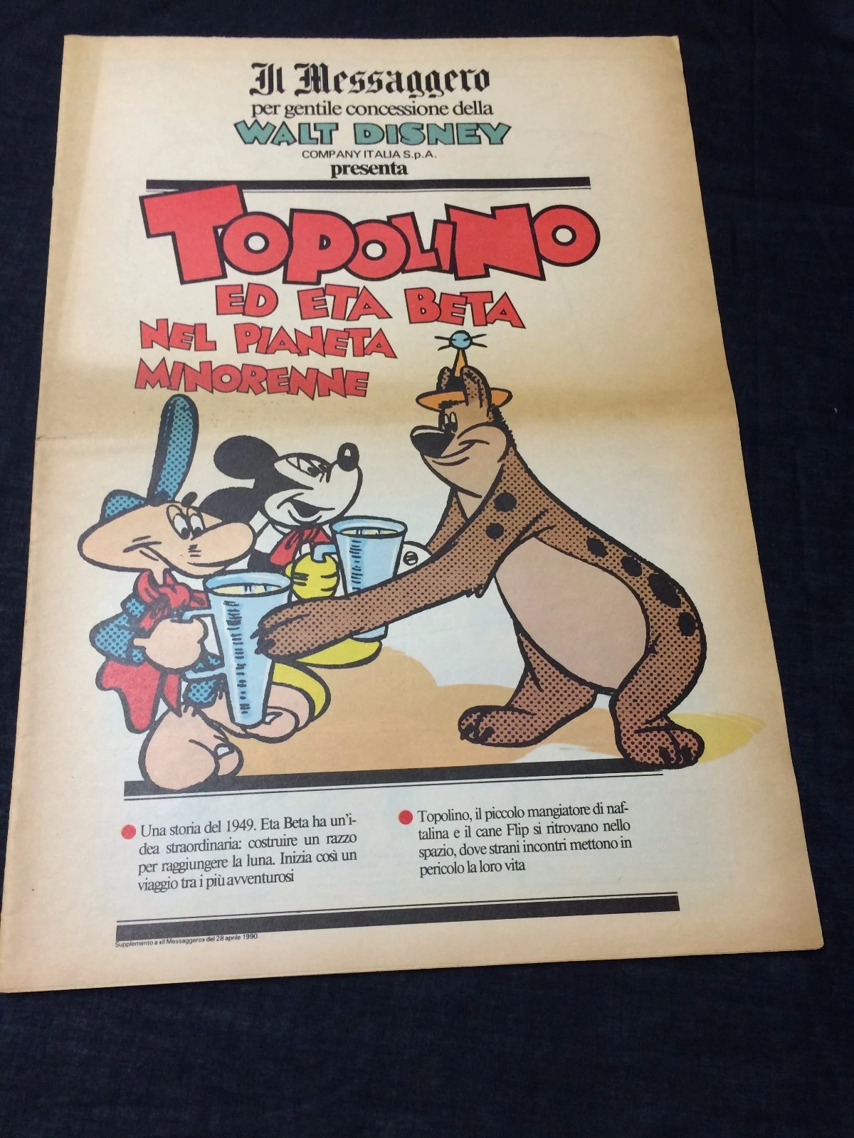 Mickey Mouse Eta Beta Disney Comic Italian Topolino Il Messaggero Newspaper
