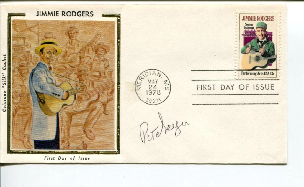 Pete Seeger Woodstock Folk Singer Signed Autograph Silk FDC
